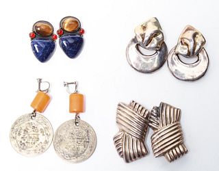 Sterling Silver Earrings, Tiger Eye & Sodalite, 4
