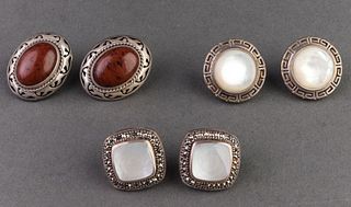 Silver, Jasper, MOP, & Marcasite Earrings, 3