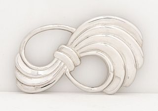 Vintage Large Silver Swirl Brooch Pendant