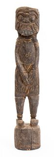 African Oceanic Standing Man Wood Sculpture