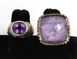 Sterling Silver Rings incl. Amethyst, Group of 2