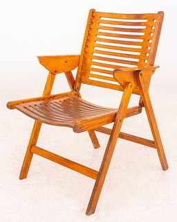 Mid-Century Wood Foldable Arm Chair