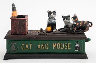 Cast Iron "Cat & Mouse" Money Box / Piggy Bank