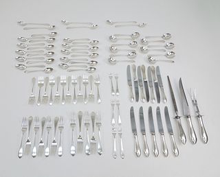 Dominick & Haff "Broad Antique" Sterling Silver Flatware, 108 Pieces.