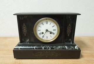 Early 20th C. Continental Slate & Marble Mantel Clock.