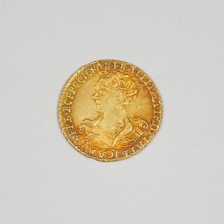 1727 Russia Catherine I 2 Ruble Gold Coin.