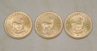 (3) South Africa 1983 Gold Krugerrands.