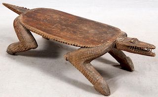 AFRICAN CARVED CROCODILE BENCH