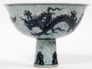 CHINESE DRAGON PORCELAIN COMPOTE