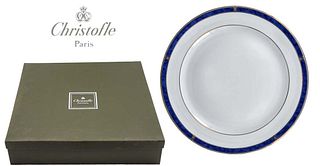 Christofle Porcelain Round Chop Plate ' Ocean Blue '
