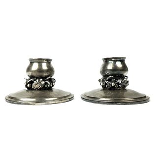 Pair of DGH Denmark Sterling Silver Candle Holders