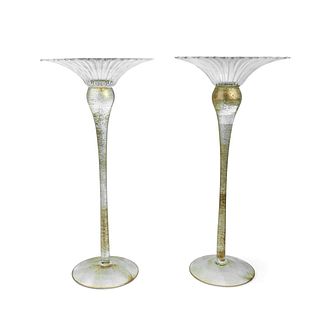 Pair of Large Murano Candleholders