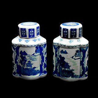Pair of Chinese Porcelain Covered Canisters