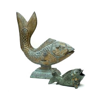 Two Bronze Fish Sculptures
