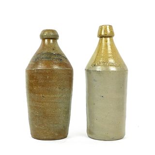 Two Antique Salt Glazed Bottles