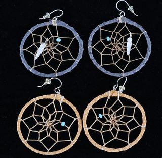 Navajo Silver Dream Catcher Earrings Sets (2)