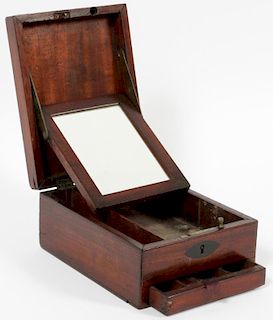19TH CENTURY WALNUT SHAVING BOX W/ HINGED LID C1850
