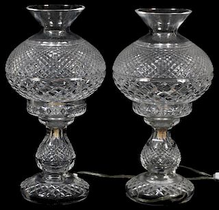 WATERFORD CUT CRYSTAL TABLE LAMPS PAIR