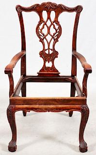 QUEEN ANN STYLE CARVED MAHOGANY CHAIR FRAME
