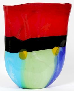 CONTEMPORARY ART GLASS VASE LATE 20TH C