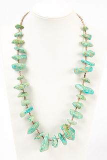 Native Turquoise and Shell Chunk Necklace