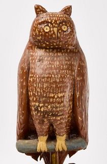 Folk Art Owl on Stump