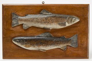 Double Carved Trout Wall Plaque