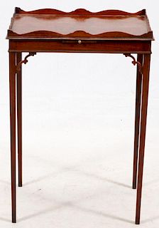 CHINESE INFLUENCE CHIPPENDALE STYLE MAHOGANY TABLE
