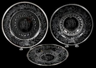 "HORACE ELGIN DODGE" CRYSTAL PLATES AND BOWLS SILVER EDGE 24 PCS.