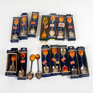 16pc Silver Plated Royal Family Souvenir Spoons + Bell