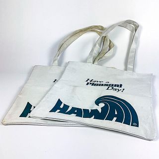 2pc Vintage Hawaiian Travel Agent Thick Canvas Tote Bags