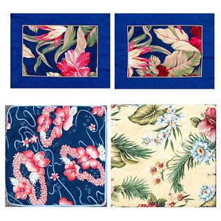 4pc Vintage Hawaiian Floral Pillowcases + Placemats