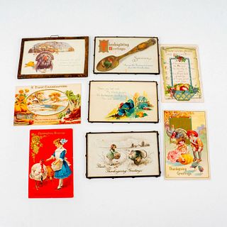 8pc Antique & Vintage Thanksgiving Postcards Set