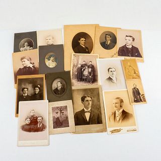 17pc Antique & Vintage Portrait and Family Photographs Set