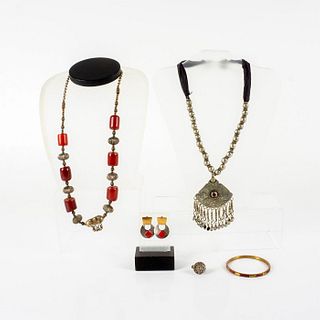 5pc Silver and Brass Tone Tribal Jewelry Set