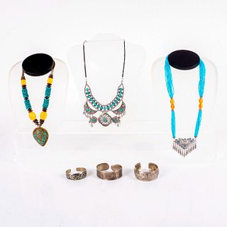 6pc Silver Tone Tribal Jewelry Set