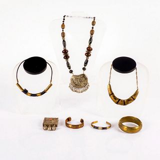 7pc Brass Tone Tribal Jewelry Set