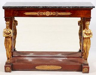 FRENCH EMPIRE MARBLE TOP CONSOLE TABLE CIRCA 1840