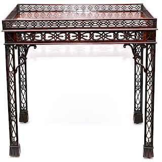 CHINESE CHIPPENDALE STYLE MAHOGANY GALLERY TABLE