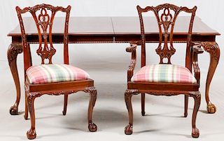 CHIPPENDALE STYLE MAHOGANY DINING SET NINE PIECES