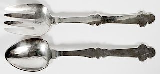 MEXICAN STERLING SERVING FORK AND SPOON 2 PIECES