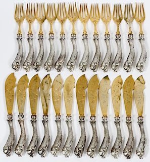 DOLPHIN HANDLE 800 SILVER FISH KNIVES & FORKS