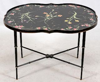 HAND PAINTED FLORAL PATTERN COFFEE TABLE