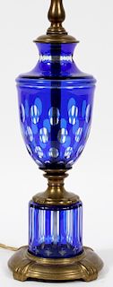 BOHEMIAN BLUE COBALT OVERLAY TABLE LAMP