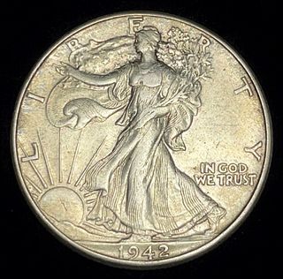 1942 Walking Liberty Silver Half Dollar AU