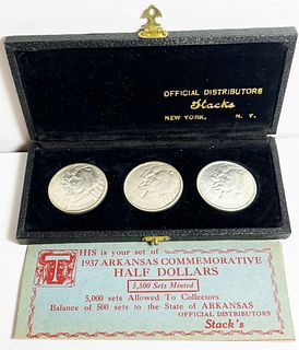 Phenomenally Rare 1937 Arkansas Silver Commemorative Original Set (3-coins)