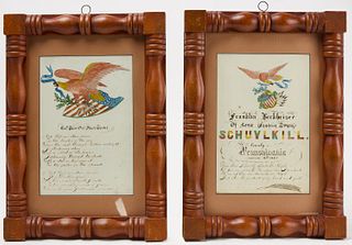 Pair of Patriotic Watercolors with Matching Frames
