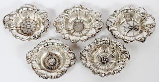 STERLING SILVER NUT DISHES FIVE