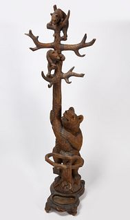 Black Forest Bear and Cubs in Tree Umbrella Stand