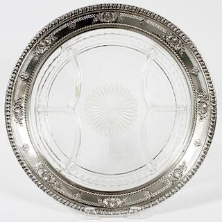 AMERICAN STERLING AND GLASS SERVING TRAY AS IS